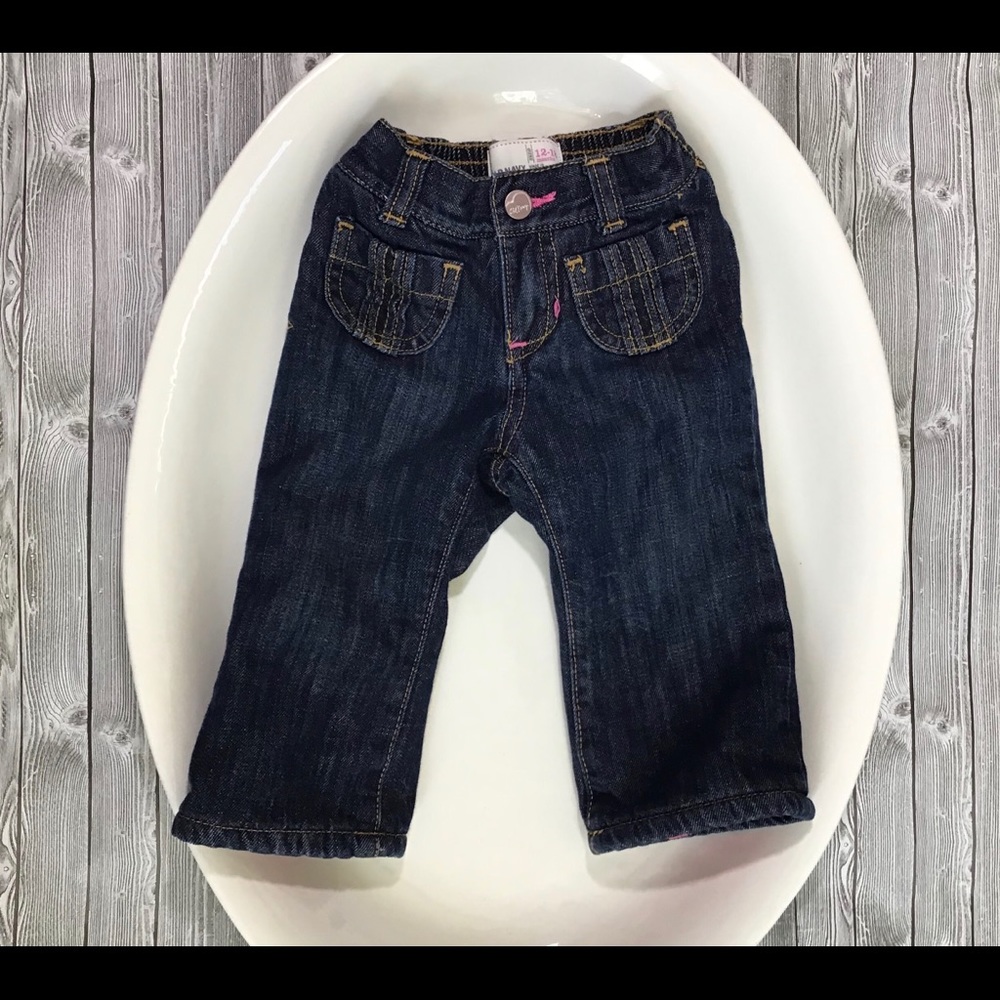 Old Navy girl 12-18 month dark jeans fleece lined